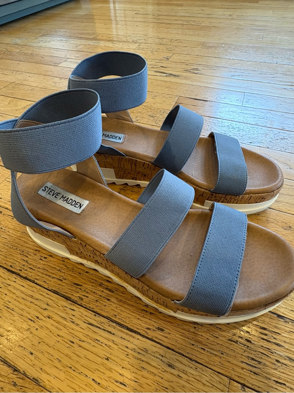 Steve Madden Gray Strappy Platform Sandals